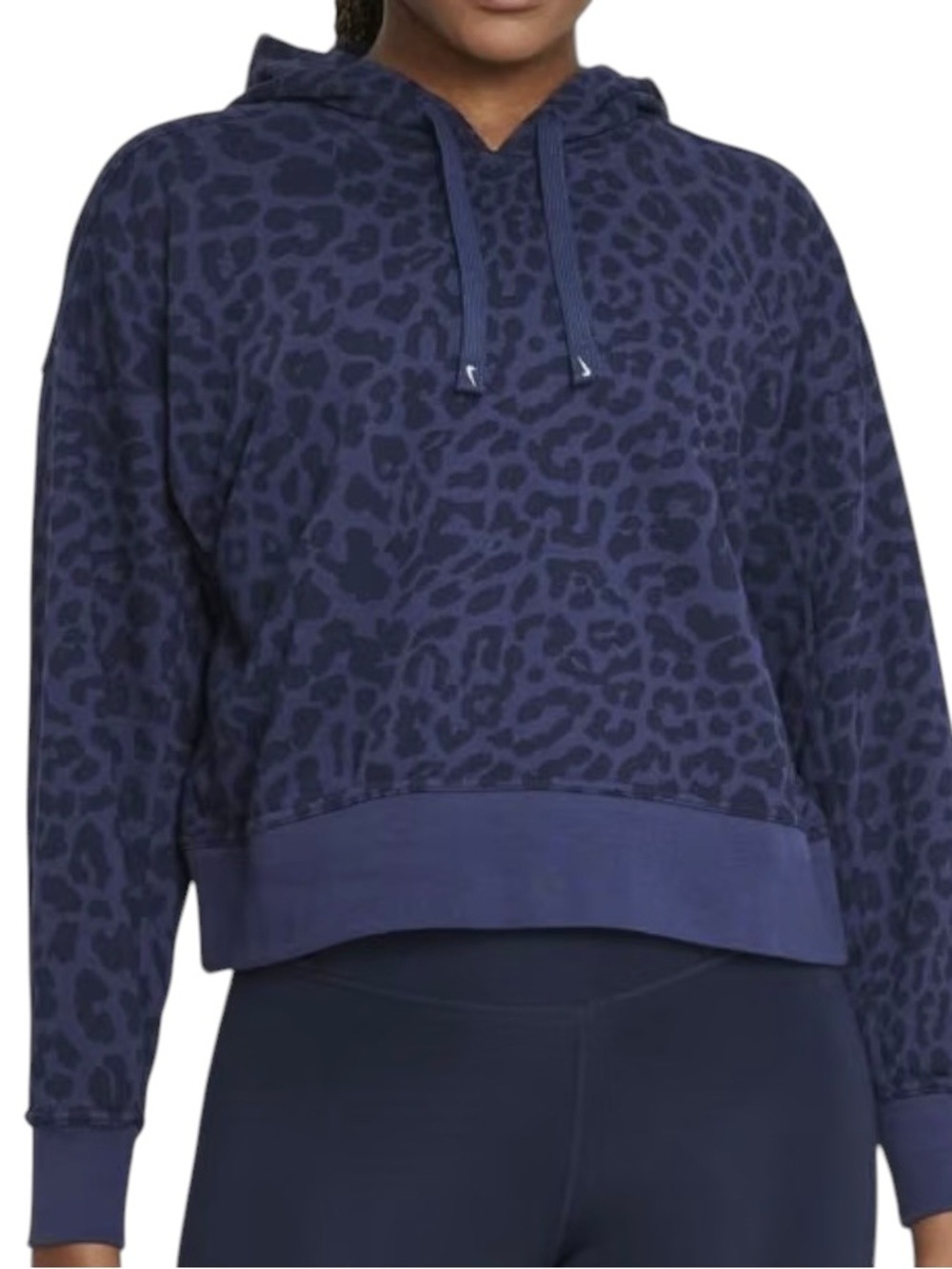 Nike Get Fit navy blue leopard print pullover hoodie